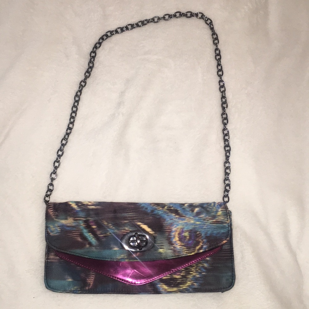 Aldo Tie Dyed Envelope Clutch w/Silver Chain